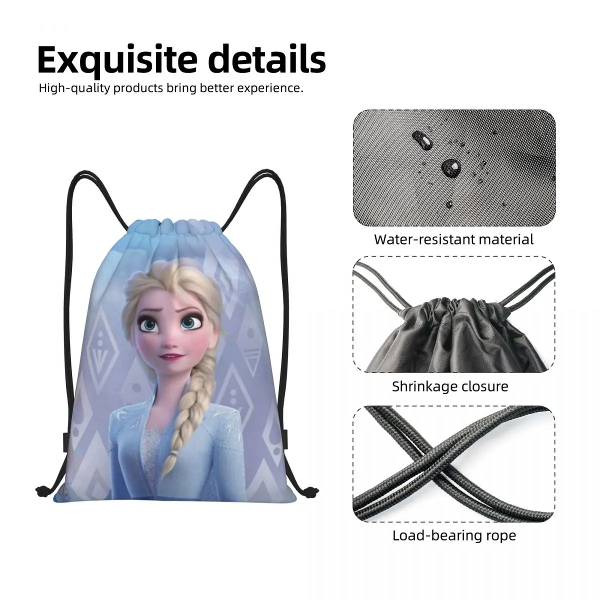 Custom Animated Frozen Elsa Princess Drawstring Bags for Training Yoga Backpacks Women Men Cartoon Sports Gym Sackpack