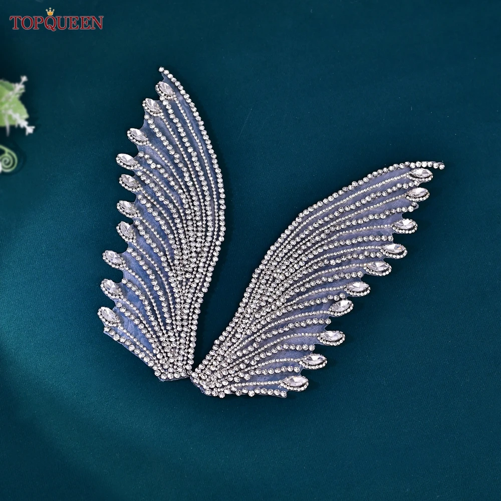 TOPQUEEN Applique decorativa con strass alla moda per stirare su abiti, toppe da cucito glitterate, accessori fai da te SP55