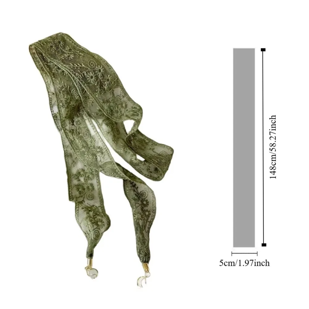 زهرة شريطة من الدانتيل وشاح الشعر شفافة خلع الملابس الديكور الضفائر عقال منديل الكورية نمط طويل الرقبة الأوشحة الشاطئ