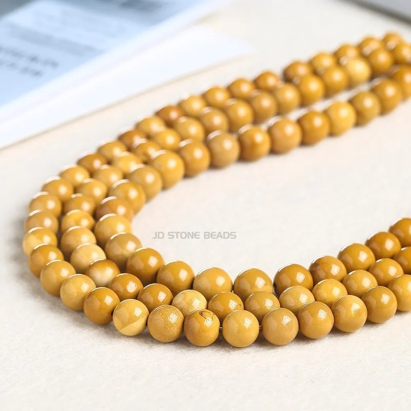 Natural Yellow Mookiate Stone Beads For Jewelry Making 6 8 10mm Smooth Round Loose Spacer Beads DIY Bracelet Charms Accessories