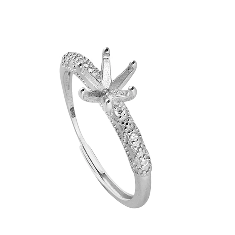 

925 Sterling Silver Women Engagement Wedding Ring 5mm Round Cut Semi Mount Ring Classical