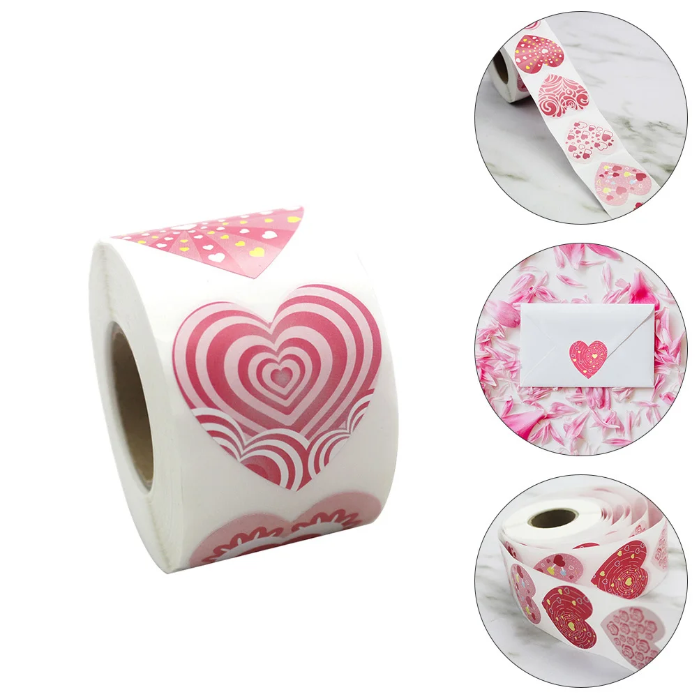 

500Pcs Valentine's Day Heart Stickers Adhesive Sealing Labels for Gift Wrap Envelope Candy Bag Sealing Sticker Party Favor Decor