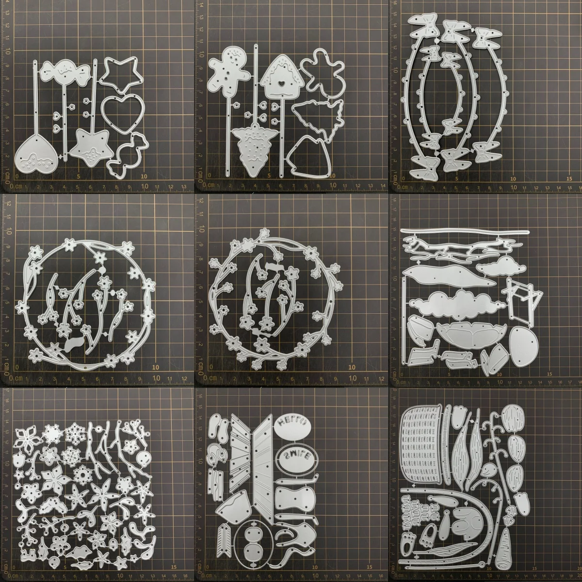 9-Arten-Blumenkorb-Metall-Stanzformen, Schablonen für DIY Scrapbooking, dekorative Prägung, Handwerk, Stanzformen, Vorlage