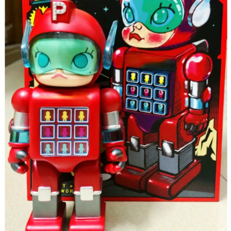 Molly Robot Shop 10th Anniversary Red Fire Space Action Figure Gashapon Machine Designer Toy Creative Decoration Cute