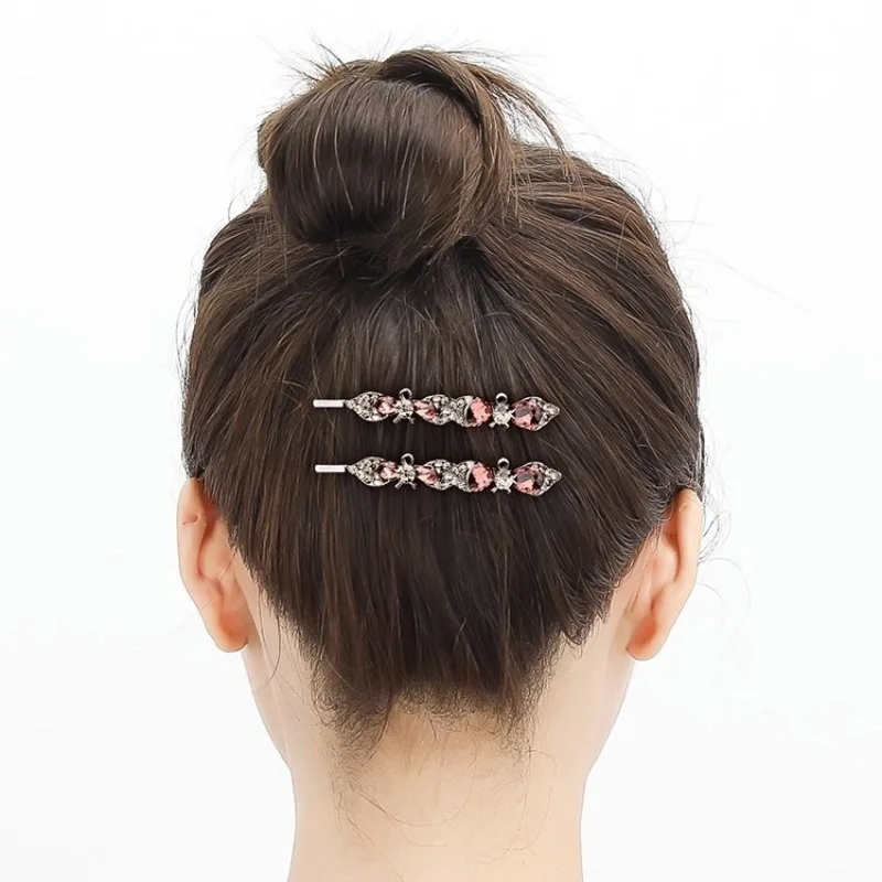 New Korean version blue crystal one line clip luxury side clip horizontal clip top clip women\'s fashionable hair accessories