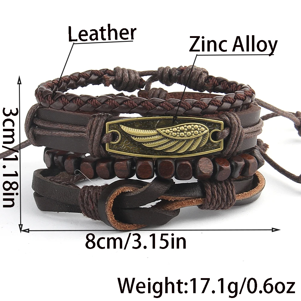 Multilayer Bracelets Vintage Beads Braided Wrap Leather Bracelets For Men Vintage Life Tree Rudder Charm Wood Beads