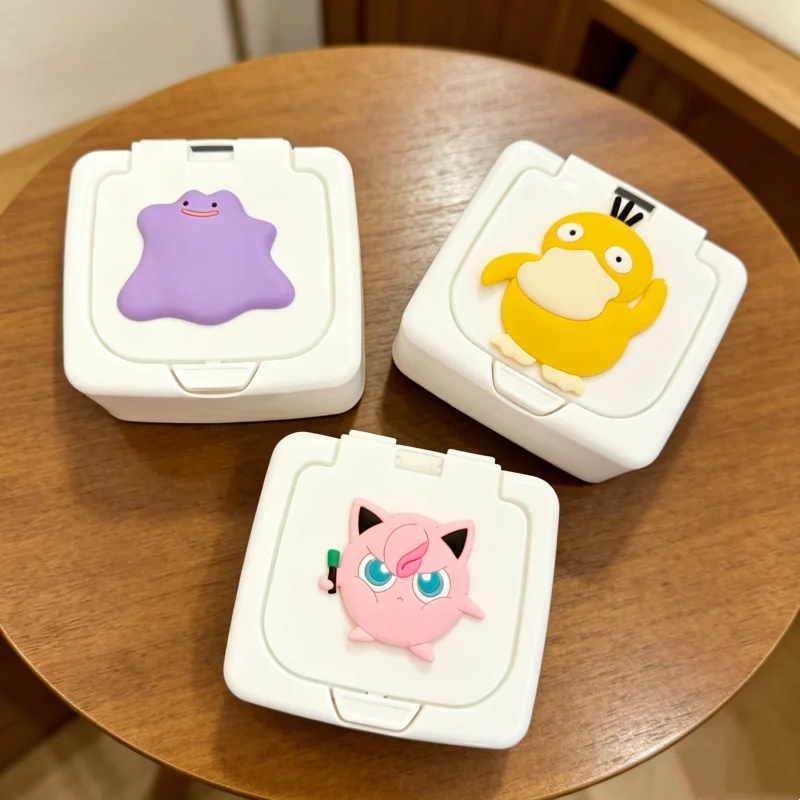 Pokemon Button Desktop Niedliche Aufbewahrungsbox mit Deckel, Kleinigkeiten, Mini-Schmuck-Aufbewahrungsbox, Organizer, Kawaii-Box, Behälter, Aufbewahrung, klein