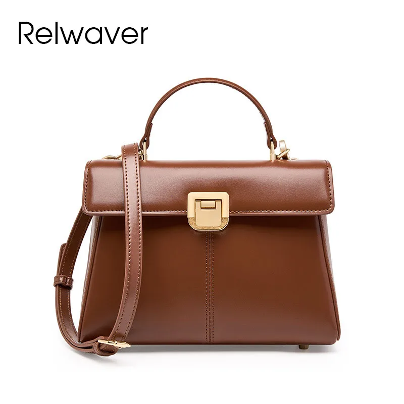 

Relwaver women messenger bags cowhide split leather shoulder bag small flap 2024 winter fashion women bag chic party cross body