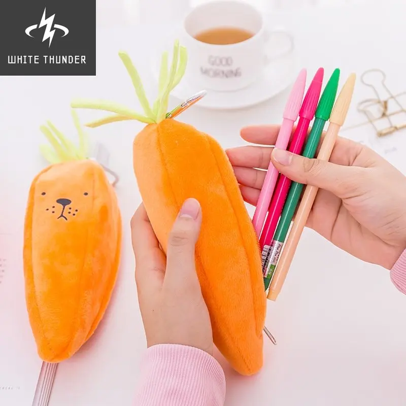 Creative Stationery Plush Pen Box Carrot Pencil Case Boys and Girls Lovely Gifts