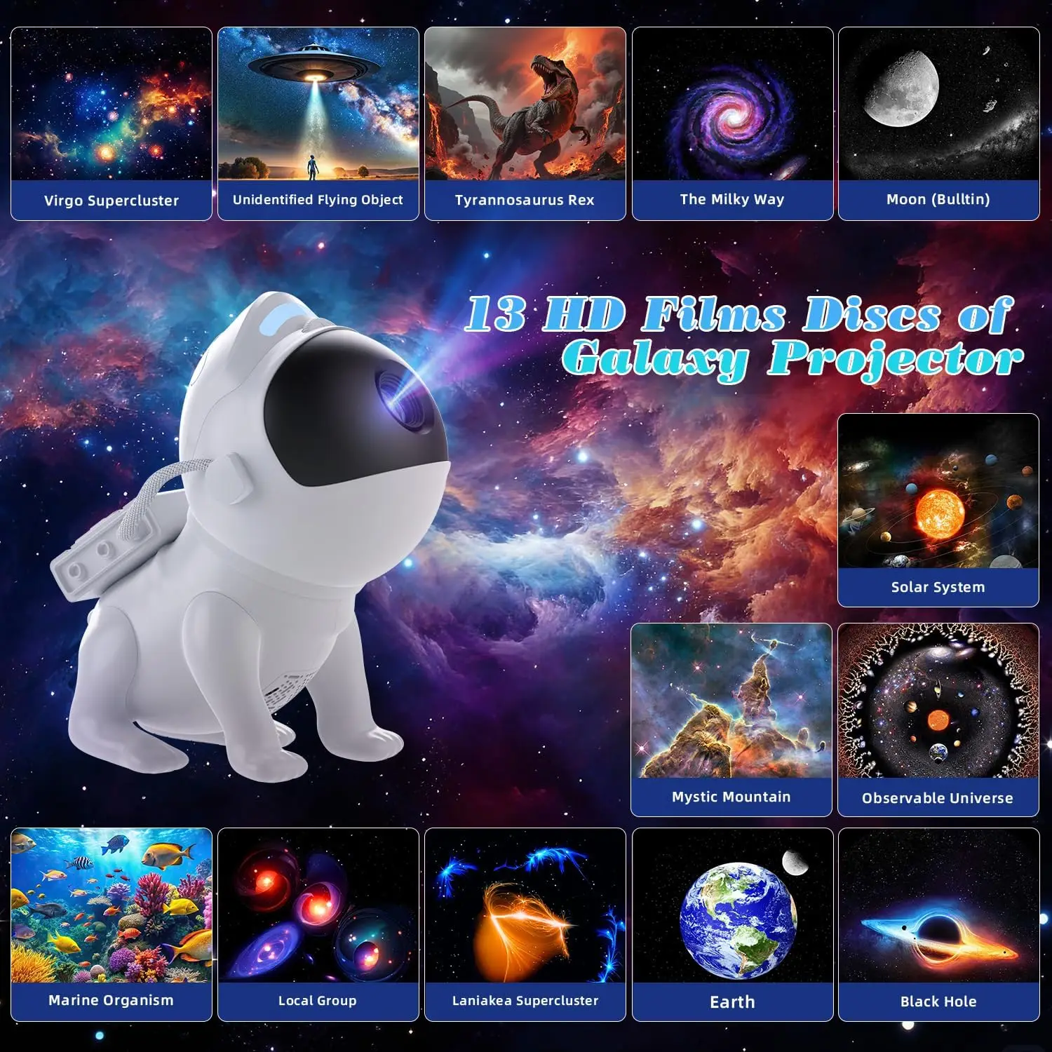 Galaxy Projector Pro Room 13-in-1 Planetarium Star Projector Night Light With Timer Remote Control White Noise Bluetooth Speaker