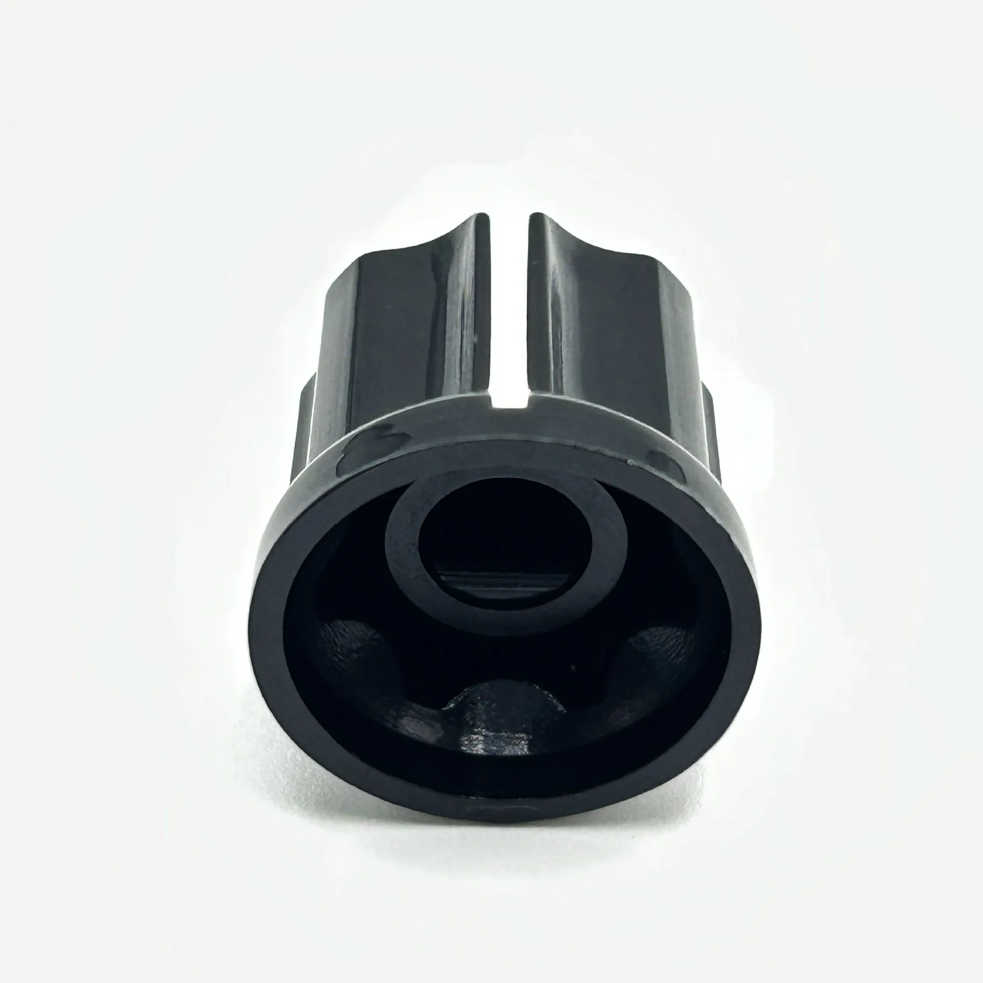 Guitar Black Plastic Volume Knob with White Line & Aluminum Insert for Split/D-Shaft Potentiometer