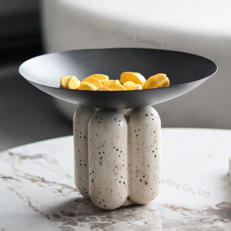 

Ретро-арт, имитация травертина, тарелка с фруктами на высоких ножках, орнамент, европейский дизайнер, круглая тарелка с закусками и сухофруктами, элитные ювелирные изделия