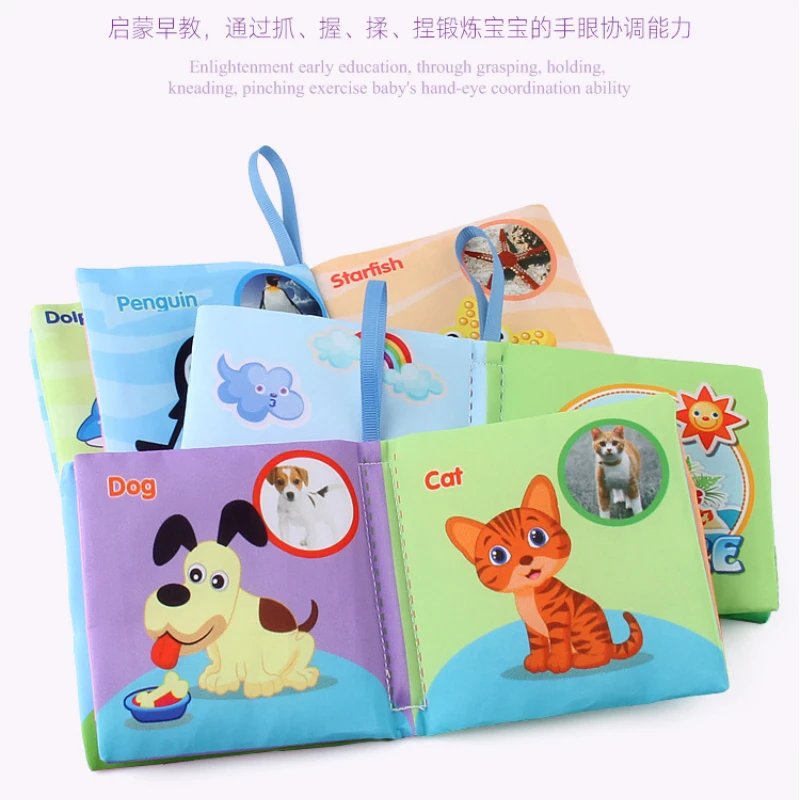 Baby Cloth Book Toys Enlightenment Early Education Animal Transportation Cognitive Books Can Be Washed and Torn Baby Cloth Books