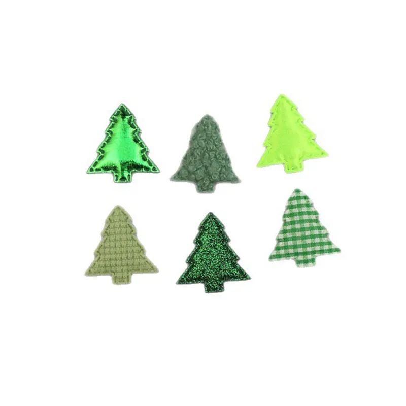 80 Stück grüne Weihnachtsbaum-Applikationen, gepolstert, zum Selbermachen, für Haarspangen, zum Basteln, für Kleidung, als Nähzubehör, zum Aufnähen, für kreative Accessoires. – Detail 3