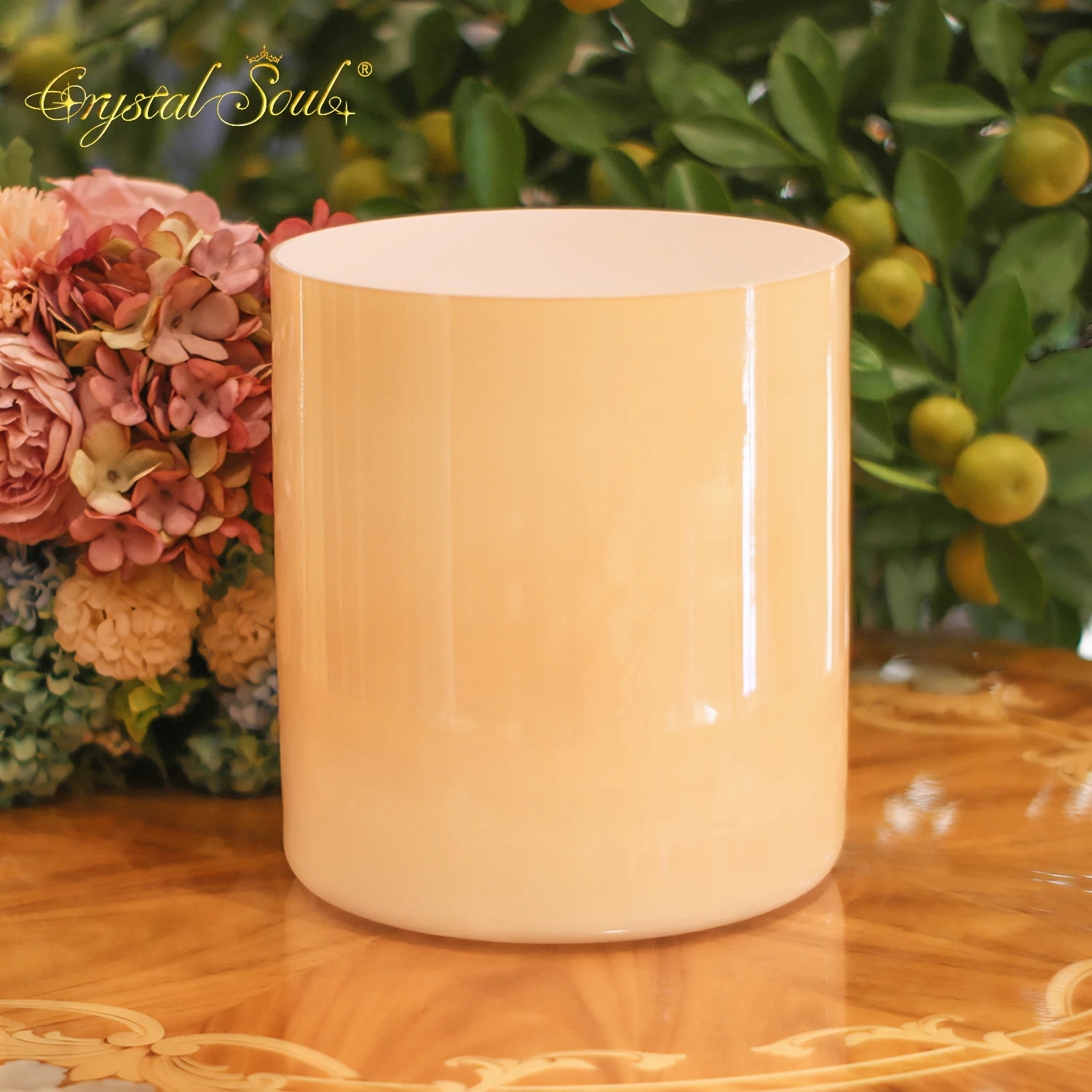 Crystal Soul 2026 New Design Glazed Red Orange Alchemy Crystal Singing Bowl for Sound Healing