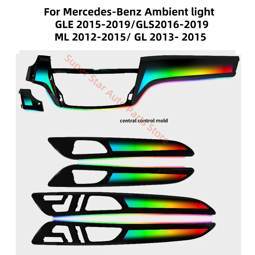

Для Mercedes-Benz GL ML GLE GLS W165 W166 светодиодный атмосферный светильник для внутреннего освещения автомобиля, обновление 4D поворотных тройных частот, автомобильные аксессуары