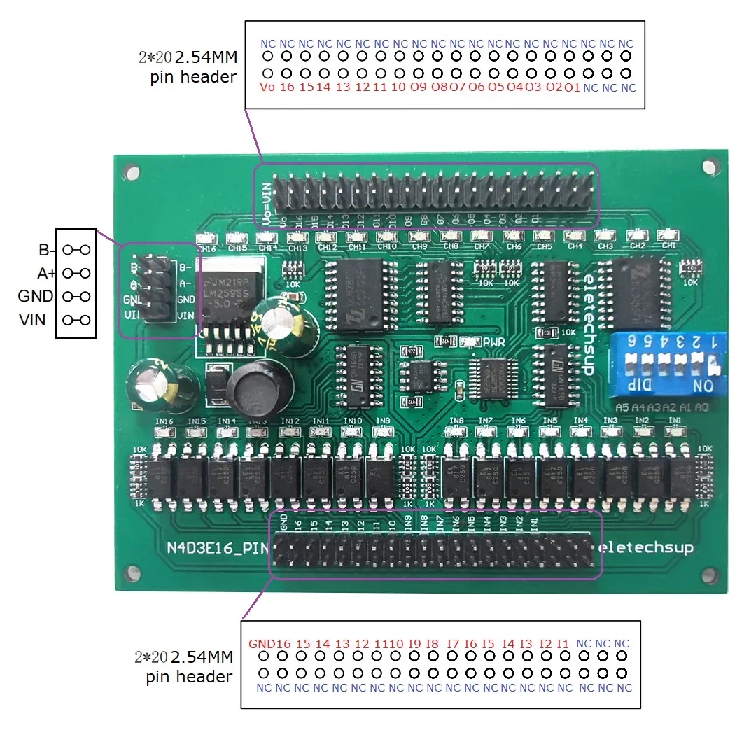 

Совместимая с сенсорной панелью Плата дистанционного ввода-вывода RS485 Modbus RTU с реле 16DI-16DO