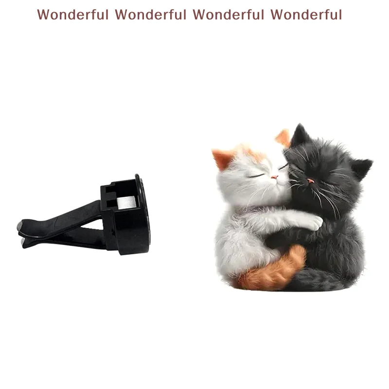 Car AC Vent Decorative Accessory Twin Pack Cat Shaped Car Perfume Diffuser Automobile Interior Aromatherapy Clip