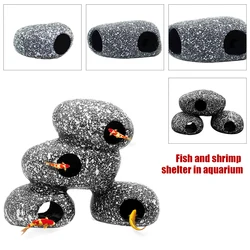 Aquarium Cichlid Stone Shelter Hiding Cave Ceramic Rock Shrimp Breeding Fish Tank Pond Ornament Aquarium Landscaping Decoration