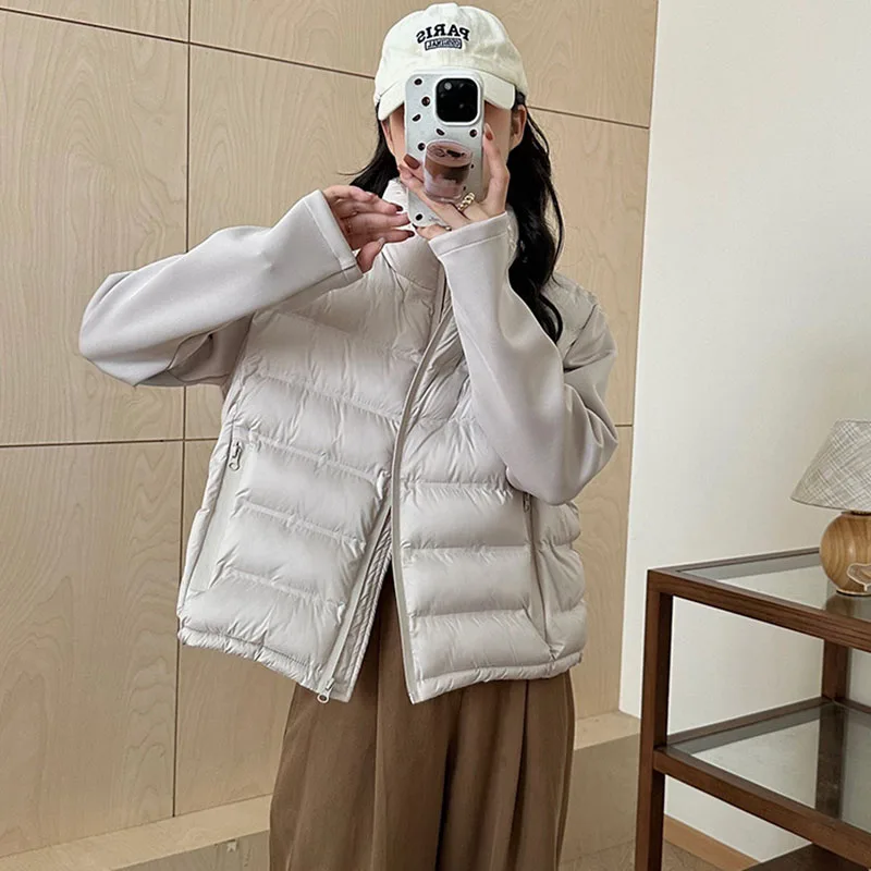 2025 여성 패치워크 코튼 재킷 슬리밍 슬림핏 스탠드 칼라 다운 코튼 재킷 여성 H587