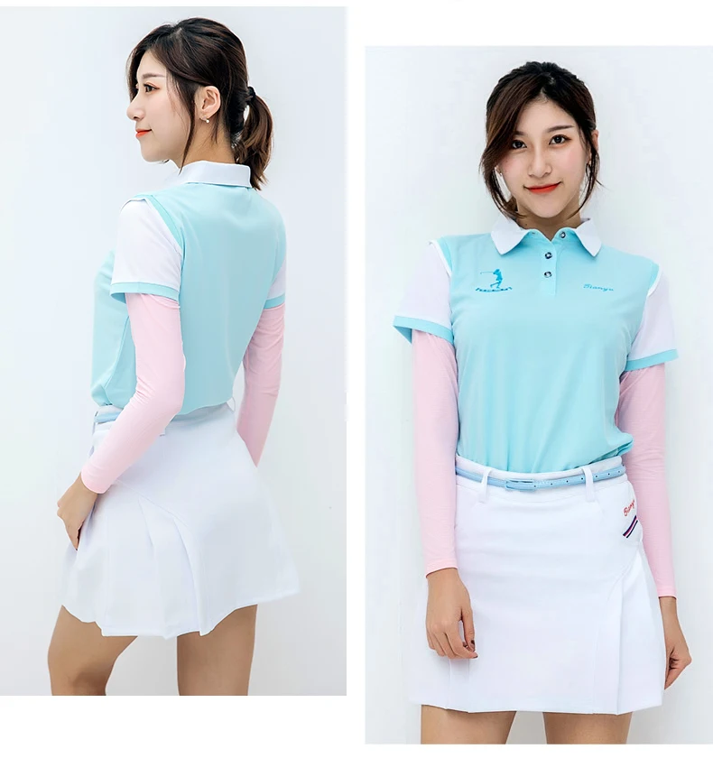 Golf Shirt for Women Anti UV Clothes Summer Wear Ice Silk Mesh Sun Protection Wrap Ultra-thin Breathable Fashion Shirts