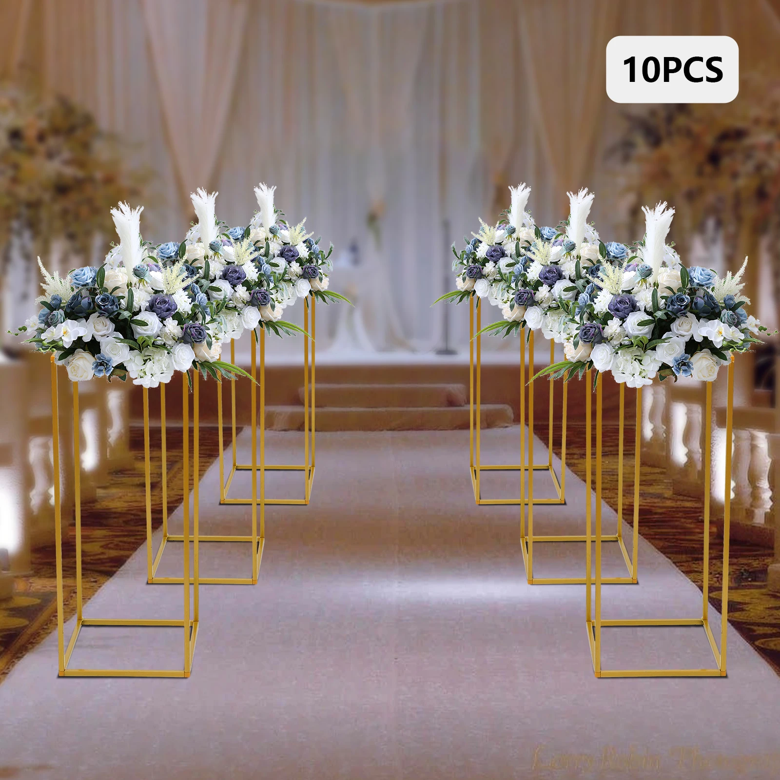 10 Gold Wedding Flower Stand Flower Road Lead Rack Metal 24 inch/60 cm Tall for Wedding Decoration Party Event Anniversary