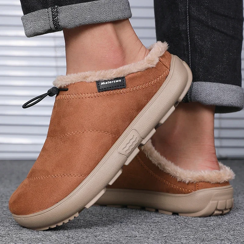 Herren-Baumwoll-Hausschuhe, Winter-Fleece-Futter, warme Birkenshoes, lässige Indoor- und Outdoor-Schuhe, rutschfeste Baumwollschuhe mit abgedeckter Ferse für den Heimgebrauch – Detail 7