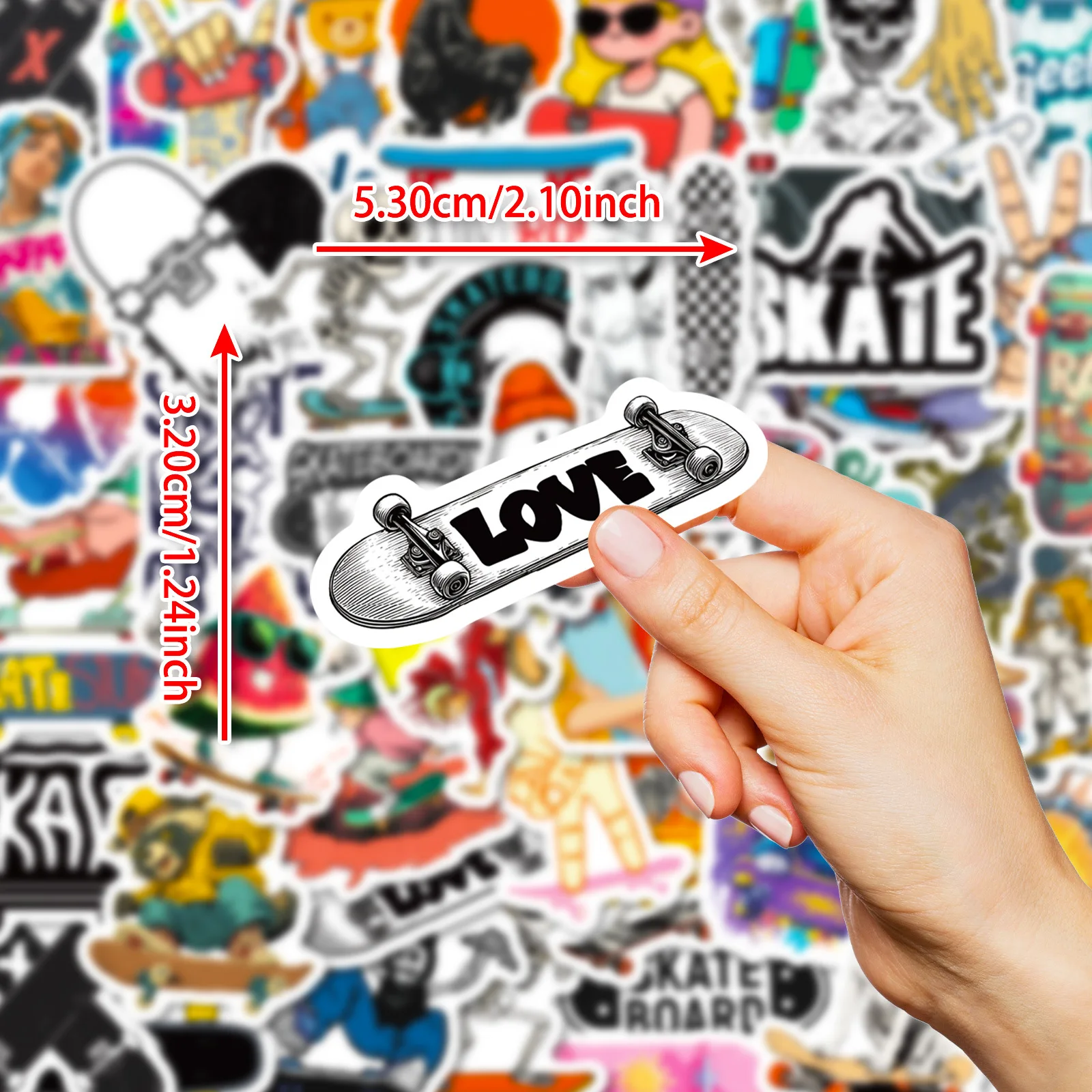 56PCS Cool Skateboard Cartoon Stickers Funny Sports Graffiti Decoration DIY Toys Suitcase Fridge Laptop Guitar Car Bike Decals