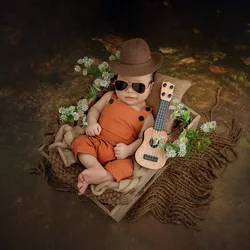 Newborn Western Cowboy Theme Clothes Overalls Cowboy Hats Photography Outfits Sunglasses Pillow Blankets Infant Photoshoot Props