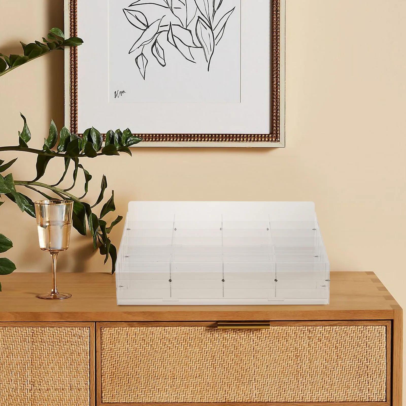 

Acrylic Phone Storage Box with Multiple Slots for Phones and Accessories Compact Desk Organizer for Business Cards and Travel