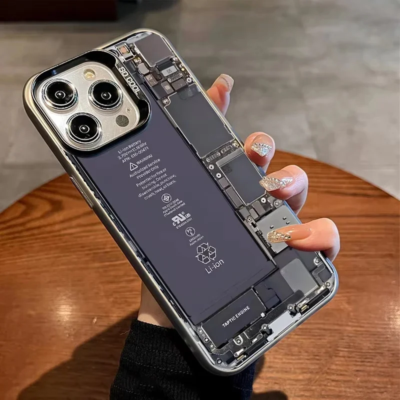 Circuit Board Electroplate Silver Phone Case for Xiaomi 14T Pro Cases Mi 13 12 11 Lite 14 13T 12T Poco M6 X6 F5 F6 Pro Cover
