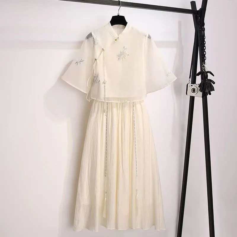 

Women's Hanfu Summer Clothing, Improved Hanfu Top and Daily Wear Skirt Two-piece Set