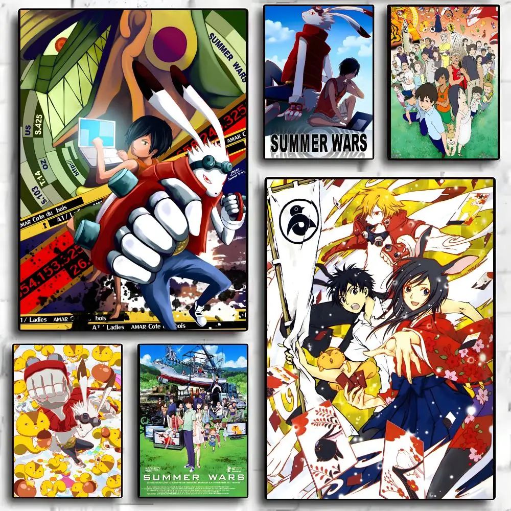 S-Summer Wars Poster Waterproof Wall Art Sticker For Home Living Room Bedroom Bar Vintage Decor High Quality Print Gift