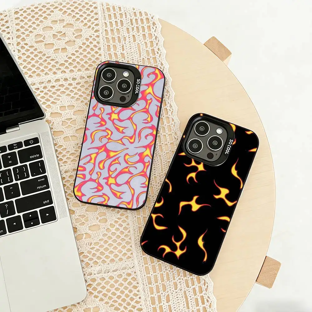 f-Flame Pattern Phone Case For iPhone 17,16,15,14,13,12,11 Plus,Pro Max,XS,Colored silver phone case
