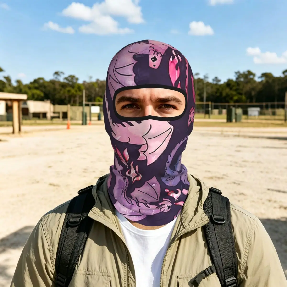 Dragon Fire Dark Pink Purple Breathable Thin Balaclava Full Face Mask Sun Protection Neck Gaiter For Motorcycle Fishing Outdoor