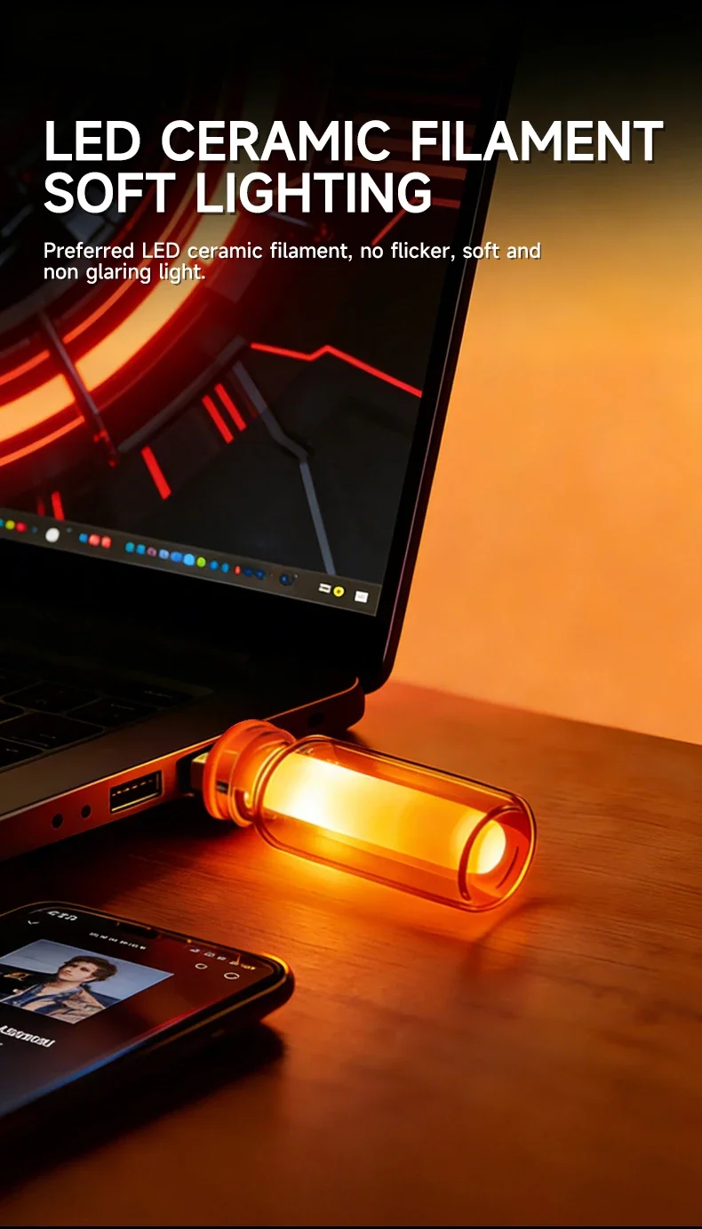 Auto-USB-Ambientelicht Schlafzimmer Camping Tragbares RGB-Regenbogen-Nachtlicht Plug-and-Play LED-Ambientelicht Dekorative Beleuchtung – Detail 7
