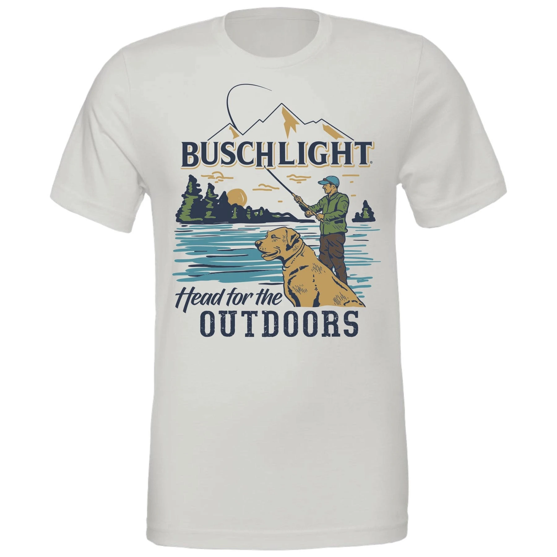 Busch Light Wildlife Fishing-tête pour l'extérieur scène de chien T-Shirt unisexe hommes femmes été à manches courtes marque de mode T-Shirt