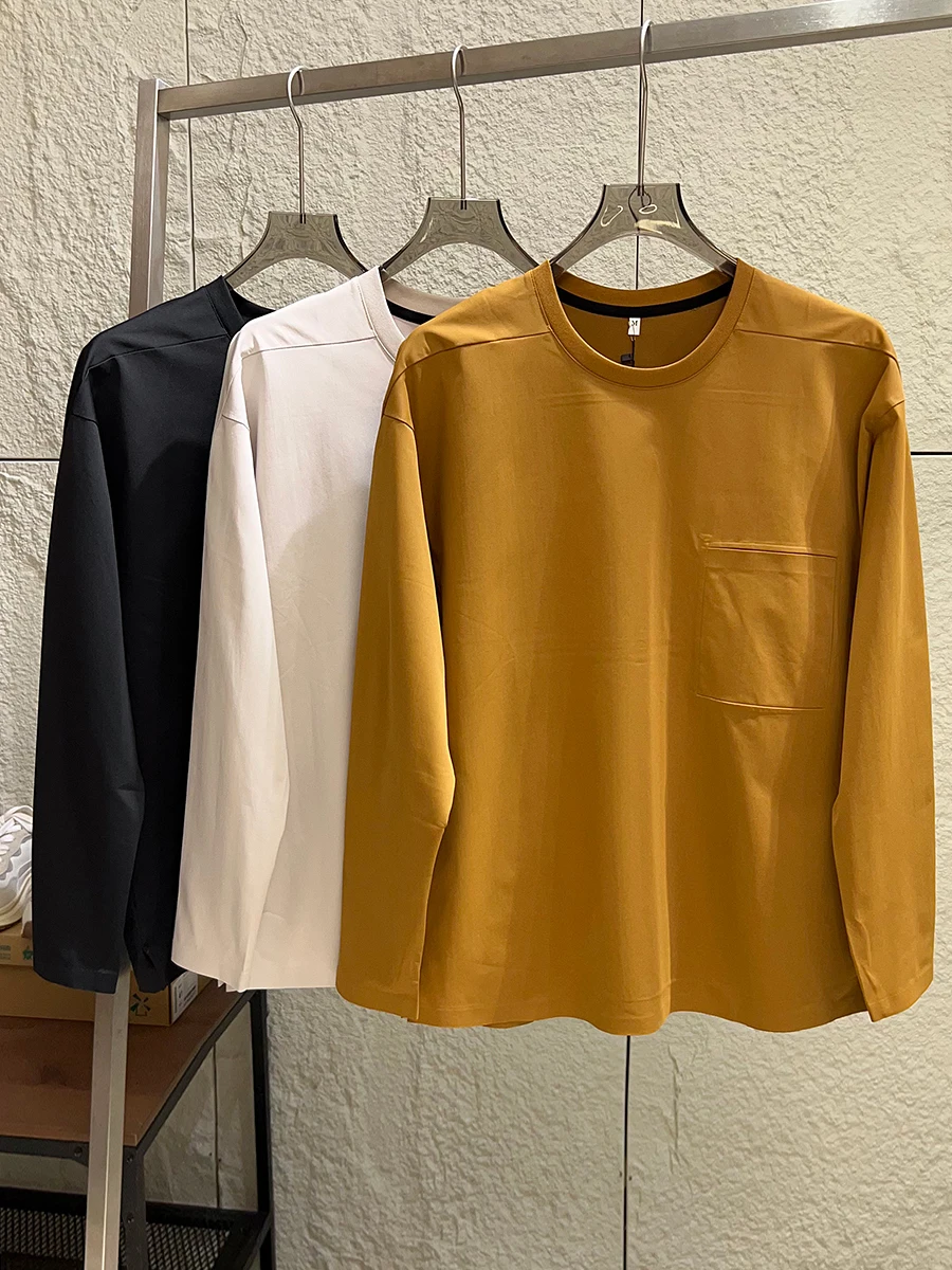 

Outdoor Functionality Long Sleeve round Neck T-Shirt Moisture Wicking Breathable Men's Casual Sportswear Seamless Glued Polye...