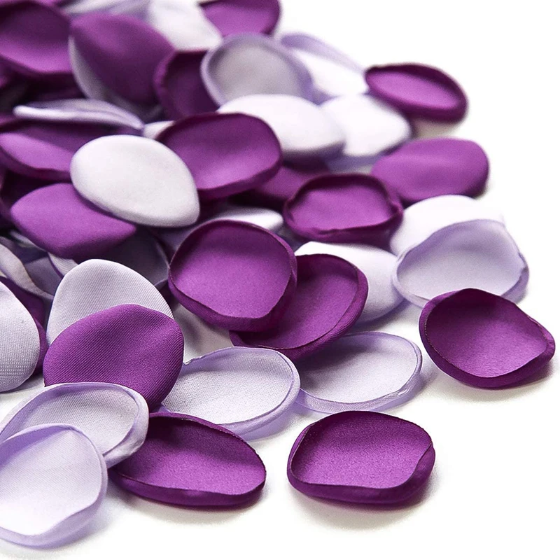 100 pcs/bag Purple Artifical Flowers Silk Satin Rose Petals for Wedding Walkway Carpet Table Decoration