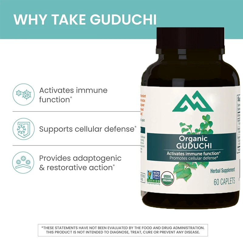 Organic Guduchi for immune support and cell defense, 700mg, 60 capsules, 1 month dosage