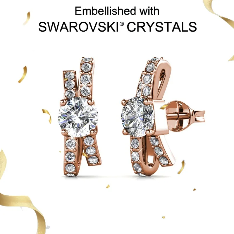 

Daisini 925 Sterling Silver Bowknot Women's Stud Earring with Swarovski Crystals Fine Jewelry Rose Gold Plated for Women