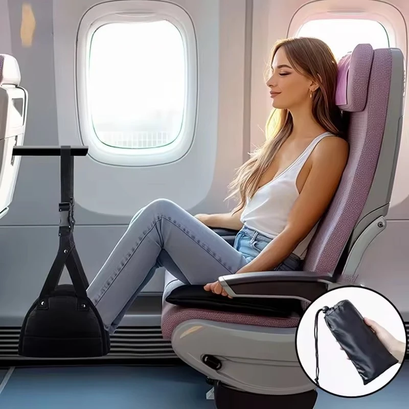 1Pcs Hot-Selling Portable Lazy Man Travel Footrest Adjustable Strap Foot Hammock Flight Bus Office Carry-on Feet Mat Accessories