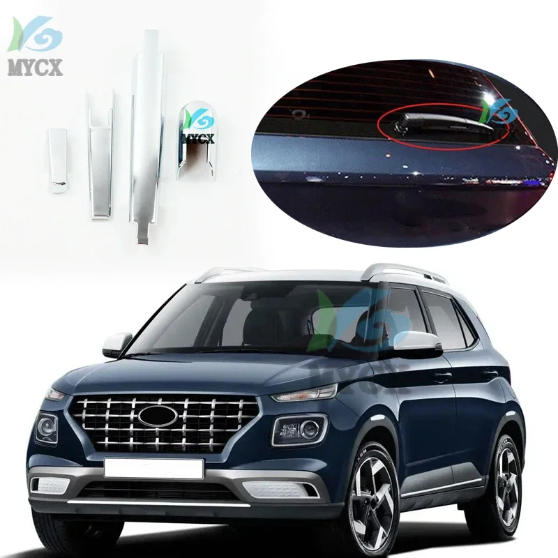 For Hyundai Venue 2019 2020 Chrome Rear Window Rain Wiper Arm Blade Cover Protector Bezel Trim Molding Frame Styling