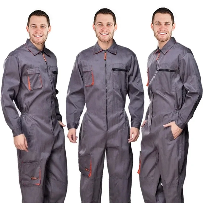 Professional Workwear Uniform Durable Mechanic Jumpsuit For Auto Repair Shop Workers With Pockets