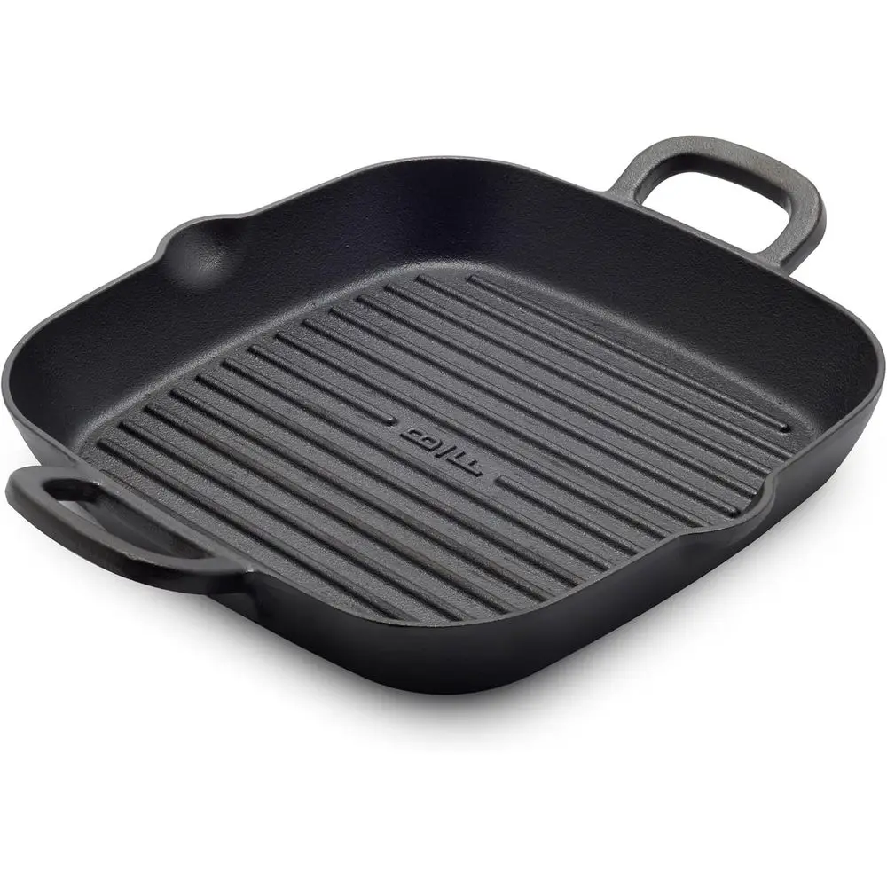 

x Bobby lay Cast Iron 11” Square Grill Pan, Pre-Seasoned Proional Grade Heavy Duty Skillet, Heer Handles, Induction Suitable, St