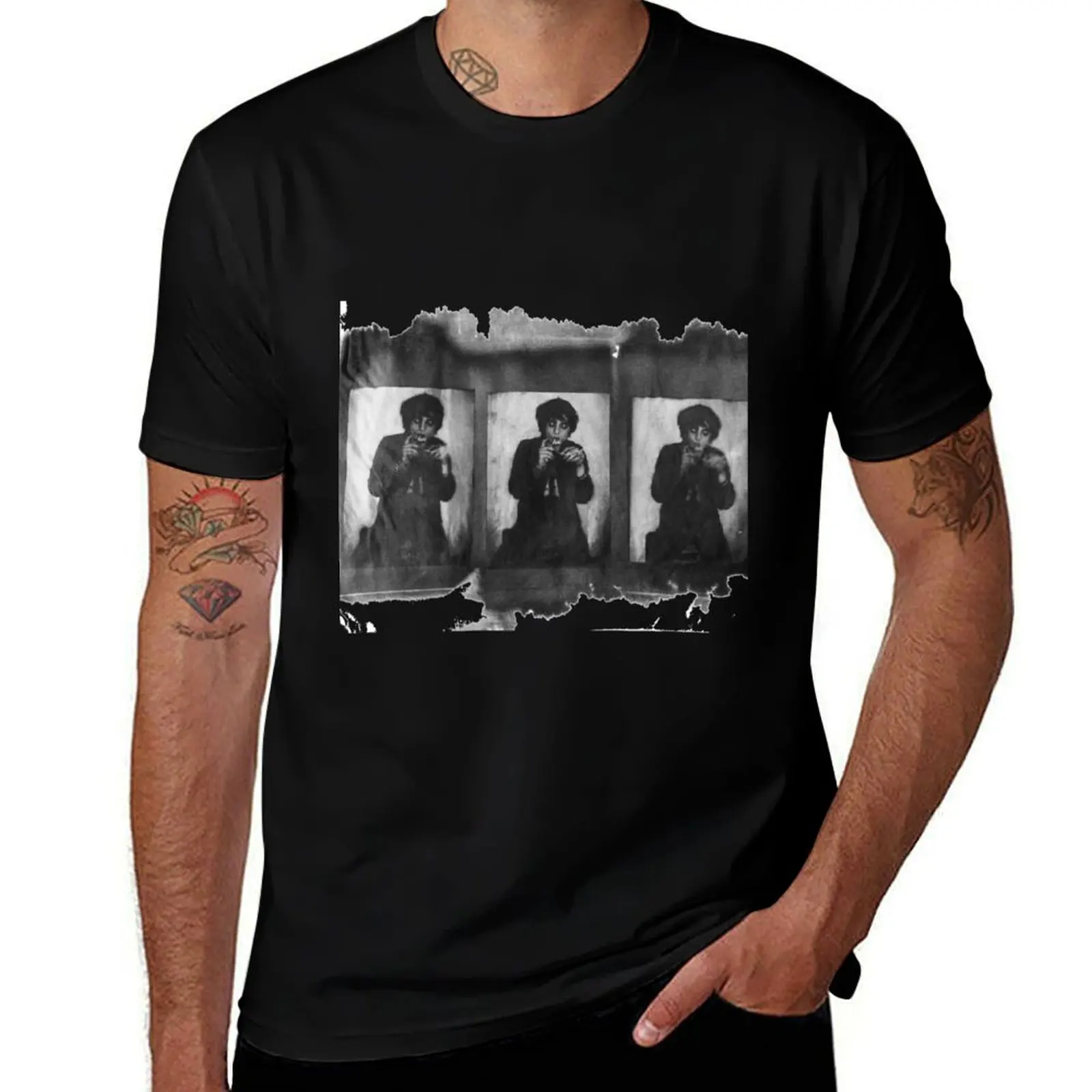 Pete Doherty Cyanotype multiple image print T-Shirt Lightweight Cooling Short Sleeve Tee