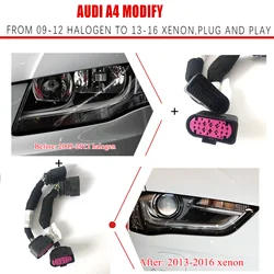 Replace the front bumper Headlight Modification Upgrade Transfer Adapter Harness For Audi A4 From 09-12 Halogen To 13-16 Xenon