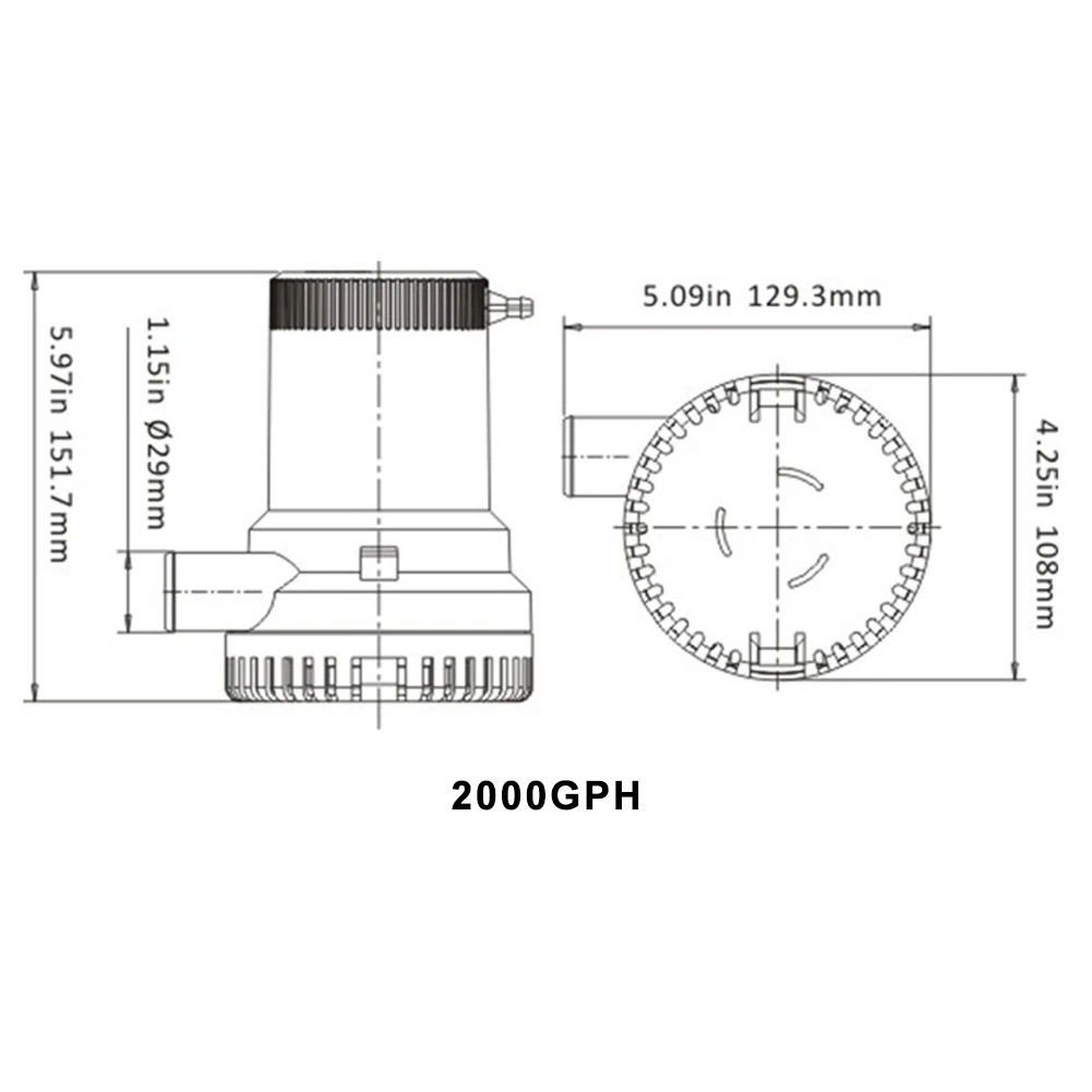 Carbole 2000GPH New Bilge Boat Marine Water Pump 12V Submersible Plumbing Electric Pumps