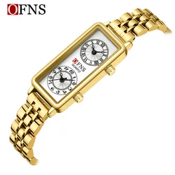 OFNS Quartz Watch for Women Fashion Dual Time Waterproof Roman Numeral Scale Wristwatches Free Delivery Items for Ladies