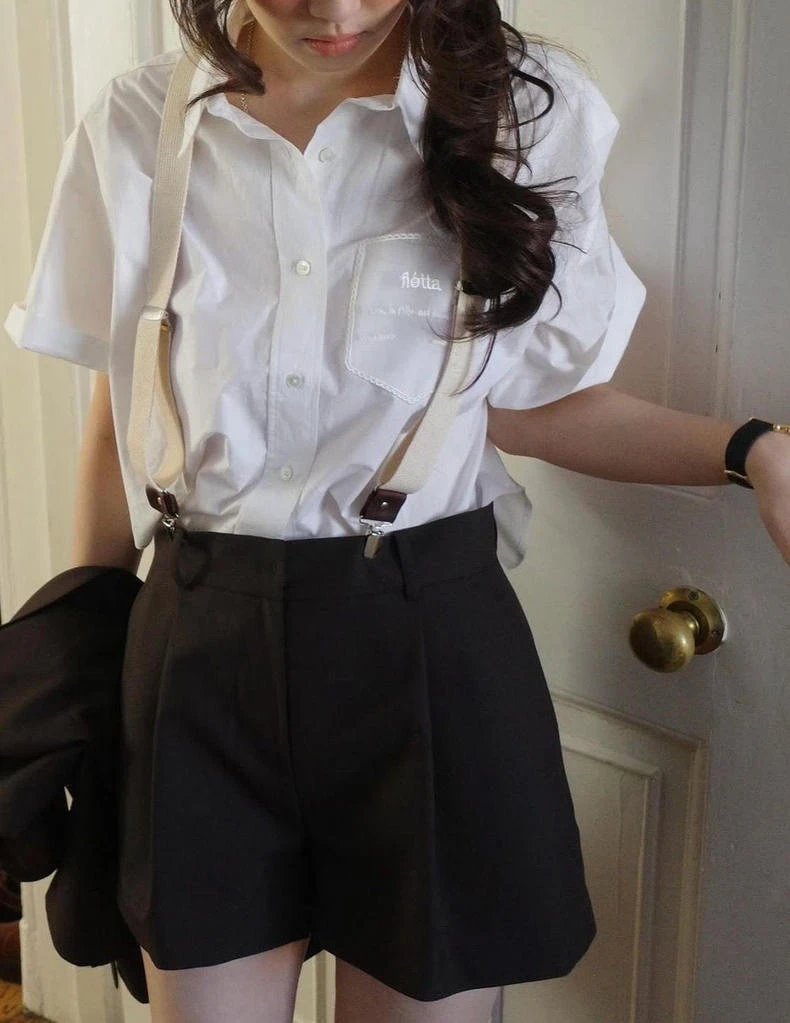 

Новинка весны свободного кроя ort Sve irt с вышитым воротником Еженедельный PREON Женский деловой повседневный хлопковый irt